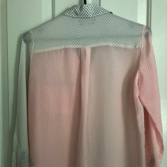 Uniqlo Pindot Colourblock 100% silk blouse Sz XS - Picture 3 of 9